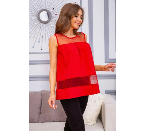 Летняя шифоновая блуза, с сеткой красного цвета, 172R015