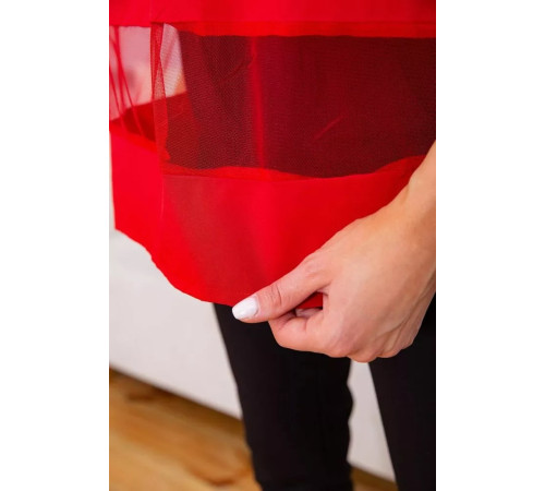 Летняя шифоновая блуза, с сеткой красного цвета, 172R015