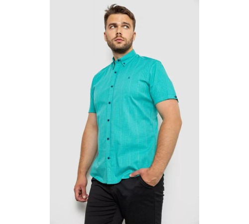 Рубашка мужская в клетку, цвет бирюзовый, 214R4564-3