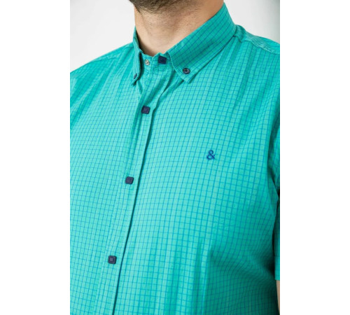Рубашка мужская в клетку, цвет бирюзовый, 214R4564-3