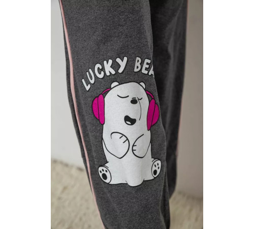 Піжама жіноча з принтом, колір рожево-сірий, 243R9203