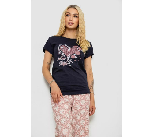Женская пижама с принтом, цвет синий, 243R3697