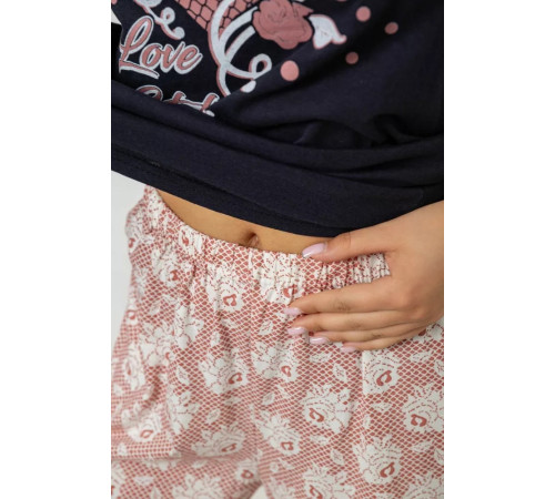 Женская пижама с принтом, цвет синий, 243R3697
