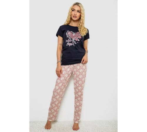 Женская пижама с принтом, цвет синий, 243R3697