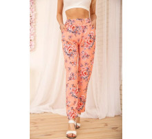 Літні бавовняні штани, з квітковим принтом, колір Персиковий, 172R65-1