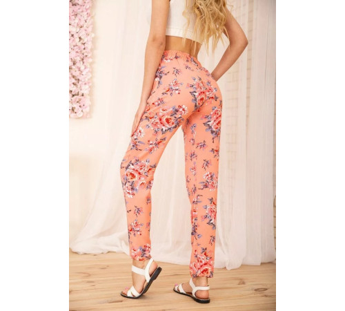 Літні бавовняні штани, з квітковим принтом, колір Персиковий, 172R65-1