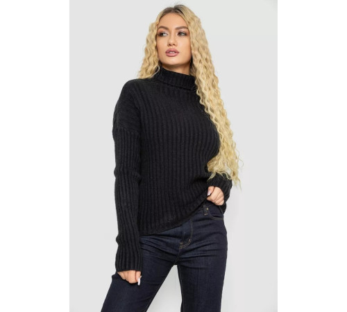 Гольф жіночий однотонний, колір чорний, 244RS-2302