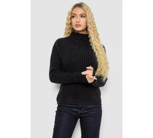 Гольф жіночий однотонний, колір чорний, 244RS-2302