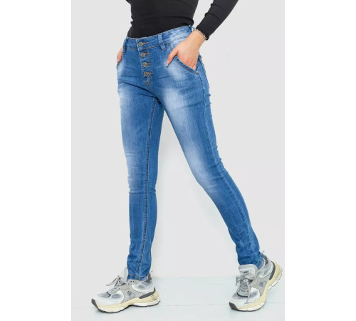 Джинси жіночі з потертостями, колір синій, 244RS08