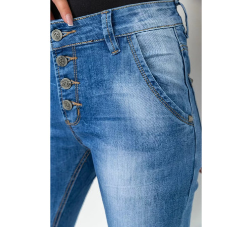 Джинси жіночі з потертостями, колір синій, 244RS08