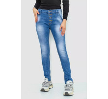 Джинси жіночі з потертостями, колір синій, 244RS08