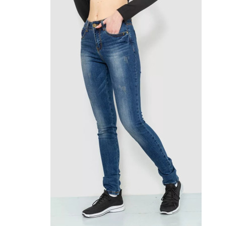 Джинси жіночі з потертостями, колір синій, 244R221