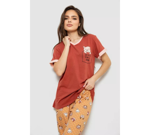 Пижама женская, цвет терракотовый, 243R1602-017