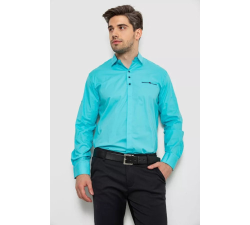 Рубашка мужская, цвет бирюзовый, 214R7114