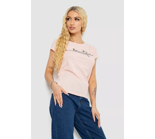 Женская футболка с принтом, цвет персиковый, 244R2210-5