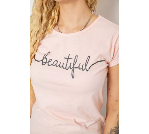 Женская футболка с принтом, цвет персиковый, 244R2210-5
