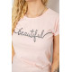Женская футболка с принтом, цвет персиковый, 244R2210-5