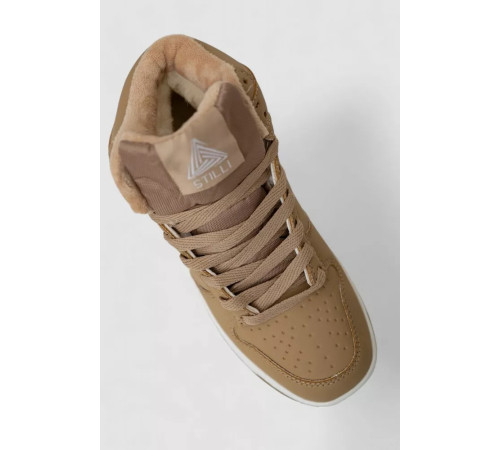 Кросівки жіночі зимові на хутрі, колір бежево-білий, 248RH1060