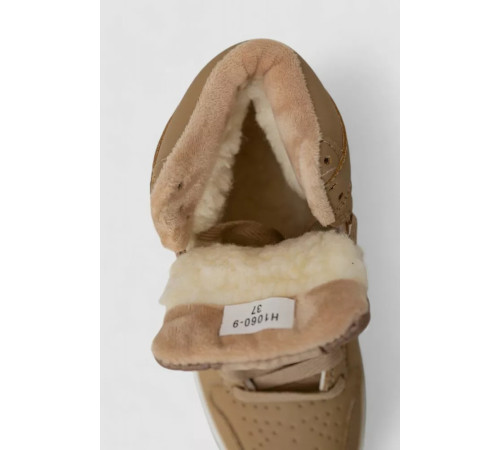 Кросівки жіночі зимові на хутрі, колір бежево-білий, 248RH1060