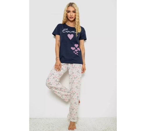 Женская пижама с принтом, цвет синий, 243R6401