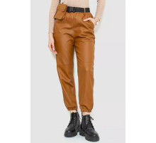 Брюки женские из экокожи, цвет коричневый, 186R5205.