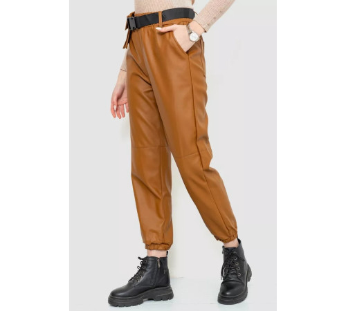 Штани жіночі з екошкіри, колір коричневий, 186R5205