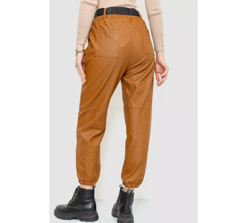 Штани жіночі з екошкіри, колір коричневий, 186R5205