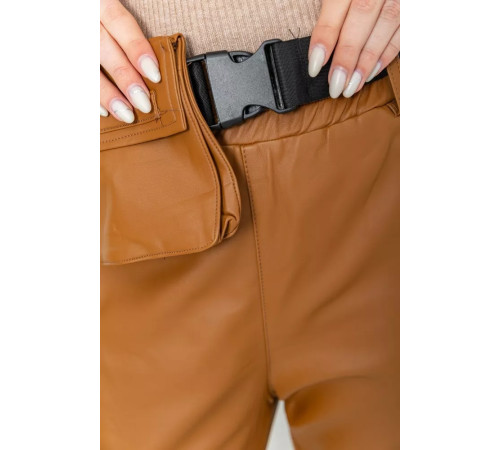 Штани жіночі з екошкіри, колір коричневий, 186R5205