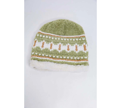 Дитяча шапка, зелено-білого кольору з узором, 167R7781