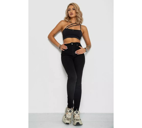 Джинси жіночі однотонні, колір чорний, 244R3505