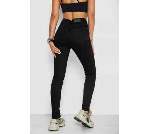 Джинси жіночі однотонні, колір чорний, 244R3505