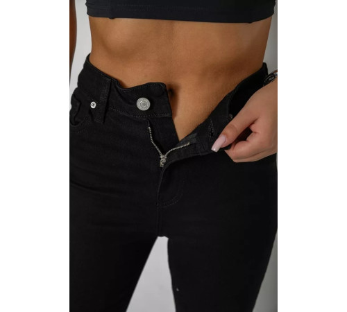Джинси жіночі однотонні, колір чорний, 244R3505