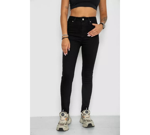 Джинси жіночі однотонні, колір чорний, 244R3505