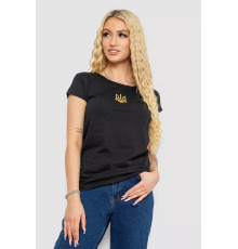 Футболка жіноча з вишитим тризубом, колір чорний, 244R2213-2