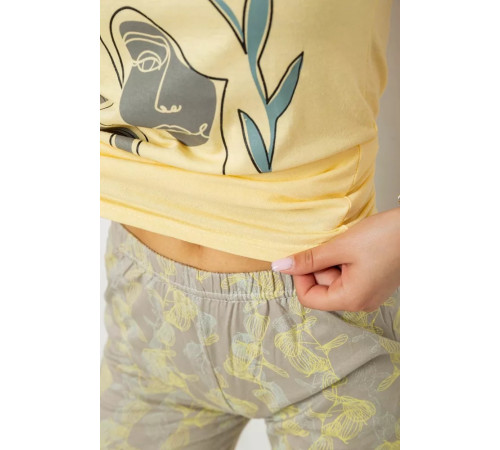 Піжама жіноча з принтом, колір жовтий, 243R3055