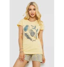 Піжама жіноча з принтом, колір жовтий, 243R3055