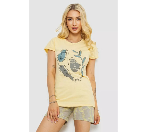 Піжама жіноча з принтом, колір жовтий, 243R3055