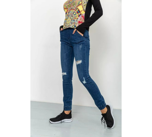 Женские джинсы с манжетами, синего цвета, 164R139.