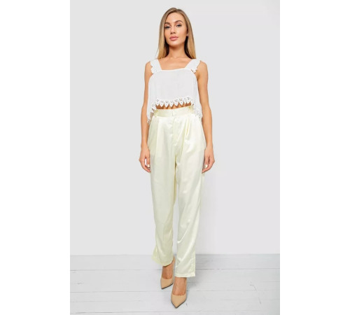 Брюки женские летние нарядные, цвет светло-желтый, 244R351.