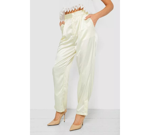 Брюки женские летние нарядные, цвет светло-желтый, 244R351.