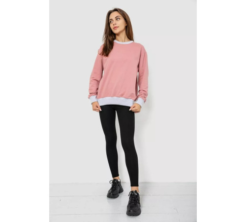 Свитшот женский на манжете, цвет пудровый, 102R381
