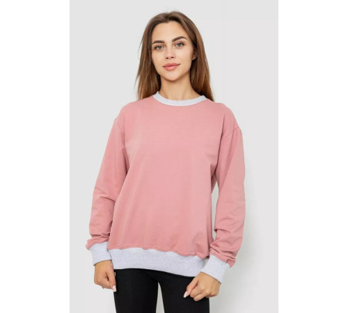 Свитшот женский на манжете, цвет пудровый, 102R381