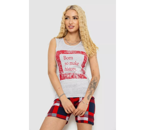 Пижама женская с принтом, цвет серо-красный, 243R2467.