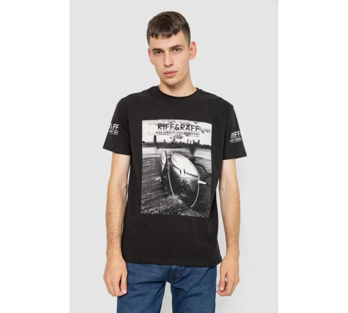 Футболка чоловіча з принтом, колір чорний, 247R345