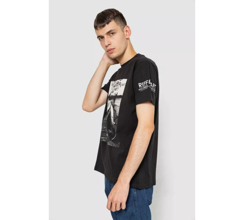 Футболка чоловіча з принтом, колір чорний, 247R345