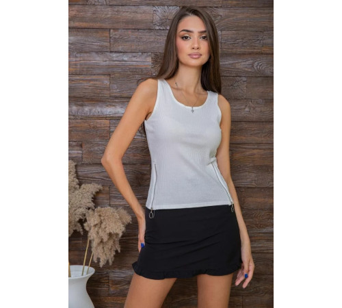 Майка жіноча, з декоративними блискавками, білого кольору, 180R232