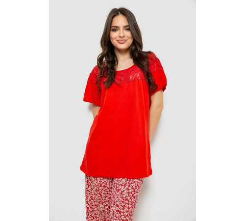 Жіноча піжама з принтом, колір червоний, 243R1600-011