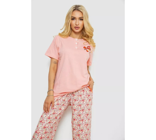 Пижама женская с принтом, цвет персиковый, 243R10363.