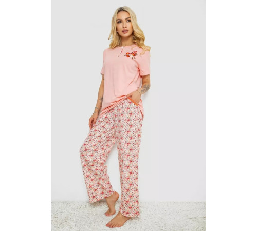 Пижама женская с принтом, цвет персиковый, 243R10363.