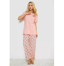 Піжама жіноча з принтом, колір персиковий, 243R10363